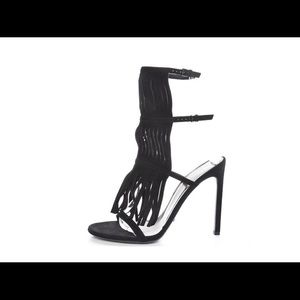 Gucci Heels BLACK FRINGE BECKY GLADIATOR HEEL